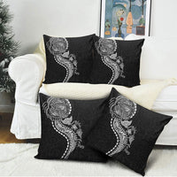 Hawaiian Kakau Tribal Sea Animals Tattoos Pillow Cover Black Color