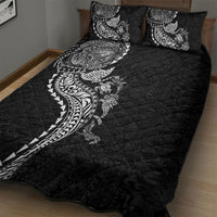 Hawaiian Kakau Tribal Sea Animals Tattoos Quilt Bed Set Black Color