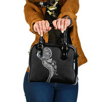Hawaiian Kakau Tribal Sea Animals Tattoos Shoulder Handbag Black Color