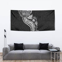 Hawaiian Kakau Tribal Sea Animals Tattoos Tapestry Black Color