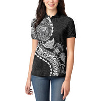 Hawaiian Kakau Tribal Sea Animals Tattoos Women Polo Shirt Black Color LT03 - Polynesian Pride