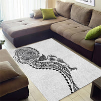Hawaiian Kakau Tribal Sea Animals Tattoos Area Rug White Color