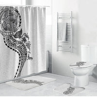 Hawaiian Kakau Tribal Sea Animals Tattoos Bathroom Set White Color
