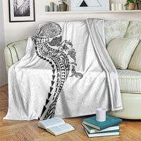 Hawaiian Kakau Tribal Sea Animals Tattoos Blanket White Color