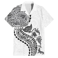 Hawaiian Kakau Tribal Sea Animals Tattoos Family Matching Summer Maxi Dress and Hawaiian Shirt White Color LT03 Dad's Shirt - Short Sleeve White - Polynesian Pride