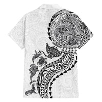 Hawaiian Kakau Tribal Sea Animals Tattoos Family Matching Tank Maxi Dress and Hawaiian Shirt White Color LT03 - Polynesian Pride