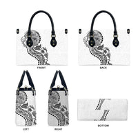 Hawaiian Kakau Tribal Sea Animals Tattoos Leather Bag White Color