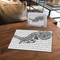 Hawaiian Kakau Tribal Sea Animals Tattoos Puzzle White Color
