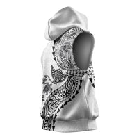 Hawaiian Kakau Tribal Sea Animals Tattoos Sleeveless Hoodie White Color