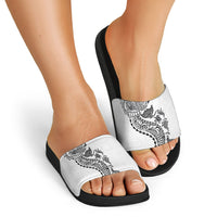 Hawaiian Kakau Tribal Sea Animals Tattoos Slide Sandals White Color