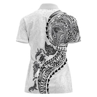 Hawaiian Kakau Tribal Sea Animals Tattoos Women Polo Shirt White Color LT03 - Polynesian Pride