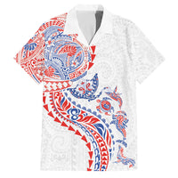 Hawaiian Kakau Tribal Sea Animals Tattoos Family Matching Tank Maxi Dress and Hawaiian Shirt Hawaii Flag Color Inspired LT03 Dad's Shirt - Short Sleeve Multicolor - Polynesian Pride