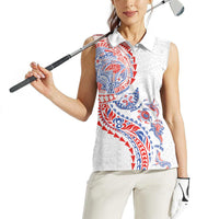 Hawaiian Kakau Tribal Sea Animals Tattoos Women Sleeveless Polo Shirt Hawaii Flag Color Inspired LT03 - Polynesian Pride