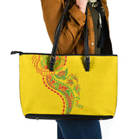 Hawaiian Kakau Tribal Sea Animals Tattoos Leather Tote Bag Kanaka Maoli Flag Color Inspired LT03 - Polynesian Pride