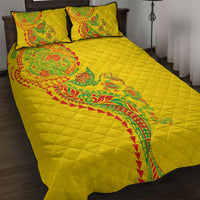 Hawaiian Kakau Tribal Sea Animals Tattoos Quilt Bed Set Kanaka Maoli Flag Color Inspired LT03 Multicolor - Polynesian Pride