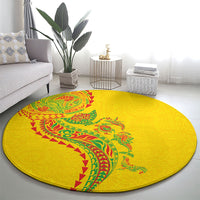 Hawaiian Kakau Tribal Sea Animals Tattoos Round Carpet Kanaka Maoli Flag Color Inspired LT03 - Polynesian Pride