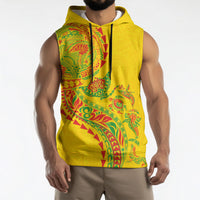 Hawaiian Kakau Tribal Sea Animals Tattoos Sleeveless Hoodie Kanaka Maoli Flag Color Inspired LT03 - Polynesian Pride