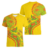 Hawaiian Kakau Tribal Sea Animals Tattoos Women V-Neck T-Shirt Kanaka Maoli Flag Color Inspired LT03 - Polynesian Pride