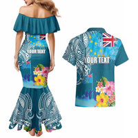 Personalised Tuvalu Independence Day Couples Matching Mermaid Dress and Hawaiian Shirt Tuvaluan Tribal Flag Style