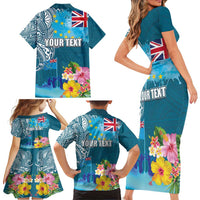 Personalised Tuvalu Independence Day Family Matching Short Sleeve Bodycon Dress and Hawaiian Shirt Tuvaluan Tribal Flag Style LT03 - Polynesian Pride