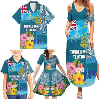 Personalised Tuvalu Independence Day Family Matching Summer Maxi Dress and Hawaiian Shirt Tuvaluan Tribal Flag Style LT03 - Polynesian Pride