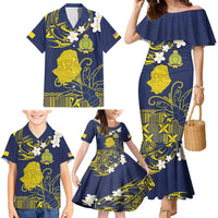 Niue Independence Day Family Matching Mermaid Dress and Hawaiian Shirt Hiapo Pattern Fiti Pua and Uga LT03 - Polynesian Pride