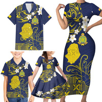Niue Independence Day Family Matching Short Sleeve Bodycon Dress and Hawaiian Shirt Hiapo Pattern Fiti Pua and Uga LT03 - Polynesian Pride