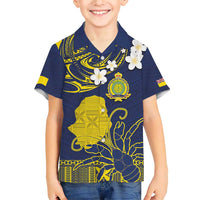 Niue Independence Day Family Matching Short Sleeve Bodycon Dress and Hawaiian Shirt Hiapo Pattern Fiti Pua and Uga LT03 Son's Shirt Yellow - Polynesian Pride