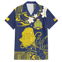 Niue Independence Day Family Matching Summer Maxi Dress and Hawaiian Shirt Hiapo Pattern Fiti Pua and Uga LT03 Dad's Shirt - Short Sleeve Yellow - Polynesian Pride