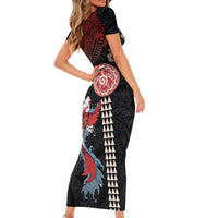 Hawaii and Japanese Together Family Matching Short Sleeve Bodycon Dress and Hawaiian Shirt Koi Fish and Kakau Pattern LT03 - Polynesian Pride