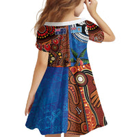 Fiji and Australia Together Family Matching Off Shoulder Maxi Dress and Hawaiian Shirt Fijian Tapa Plants with Kangaroo and Aboriginal LT03 - Polynesian Pride