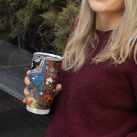 Fiji and Australia Together Tumbler Cup Fijian Tapa Plants with Kangaroo and Aboriginal - Polynesian Pride