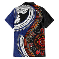 Fiji and Australia Together Family Matching Off Shoulder Maxi Dress and Hawaiian Shirt Kangaroo Aboriginal with Tribal Tapa Hibiscus Half Style LT03 - Polynesian Pride