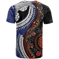 Fiji and Australia Together T Shirt Kangaroo Aboriginal with Tribal Tapa Hibiscus Half Style LT03 - Polynesian Pride