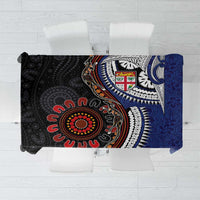 Fiji and Australia Together Tablecloth Kangaroo Aboriginal with Tribal Tapa Hibiscus Half Style - Polynesian Pride
