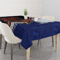 Fiji and Australia Together Tablecloth Kangaroo Aboriginal with Tribal Tapa Hibiscus Half Style - Polynesian Pride