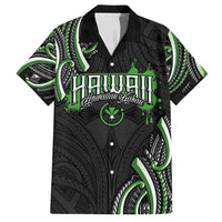 Traditional Art Hawaiian Kakau Tattoos Family Matching Long Sleeve Bodycon Dress and Hawaiian Shirt Green Color LT03 Dad's Shirt - Short Sleeve Green - Polynesian Pride