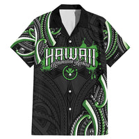 Traditional Art Hawaiian Kakau Tattoos Family Matching Mermaid Dress and Hawaiian Shirt Green Color LT03 Dad's Shirt - Short Sleeve Green - Polynesian Pride
