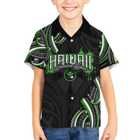Traditional Art Hawaiian Kakau Tattoos Family Matching Tank Maxi Dress and Hawaiian Shirt Green Color LT03 Son's Shirt Green - Polynesian Pride