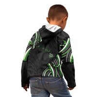 Traditional Art Hawaiian Kakau Tattoos Kid Hoodie Green Color - Polynesian Pride