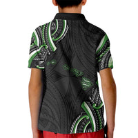 Traditional Art Hawaiian Kakau Tattoos Kid Polo Shirt Green Color - Polynesian Pride