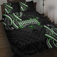 Traditional Art Hawaiian Kakau Tattoos Quilt Bed Set Green Color LT03 Green - Polynesian Pride