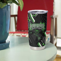 Traditional Art Hawaiian Kakau Tattoos Tumbler Cup Green Color - Polynesian Pride
