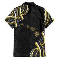 Traditional Art Hawaiian Kakau Tattoos Family Matching Short Sleeve Bodycon Dress and Hawaiian Shirt Yellow Color LT03 - Polynesian Pride