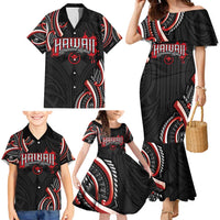 Traditional Art Hawaiian Kakau Tattoos Family Matching Mermaid Dress and Hawaiian Shirt Red Color LT03 - Polynesian Pride