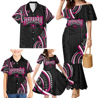 Traditional Art Hawaiian Kakau Tattoos Family Matching Mermaid Dress and Hawaiian Shirt Pink Color LT03 - Polynesian Pride