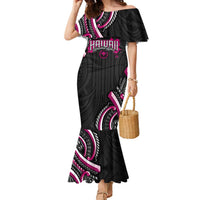 Traditional Art Hawaiian Kakau Tattoos Family Matching Mermaid Dress and Hawaiian Shirt Pink Color LT03 Mom's Dress Pink - Polynesian Pride
