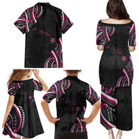 Traditional Art Hawaiian Kakau Tattoos Family Matching Puletasi and Hawaiian Shirt Pink Color LT03 - Polynesian Pride