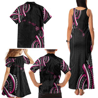 Traditional Art Hawaiian Kakau Tattoos Family Matching Tank Maxi Dress and Hawaiian Shirt Pink Color LT03 - Polynesian Pride