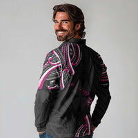 Traditional Art Hawaiian Kakau Tattoos Long Sleeve Polo Shirt Pink Color - Polynesian Pride